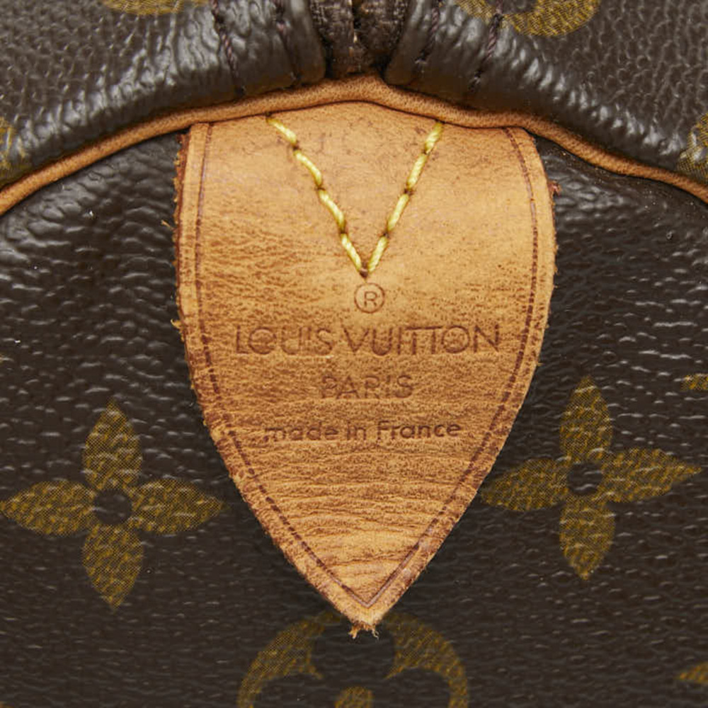 LOUIS VUITTON Authentic Brown Monogram Leather Speedy 35 Boston Bag - Picture 12 of 12